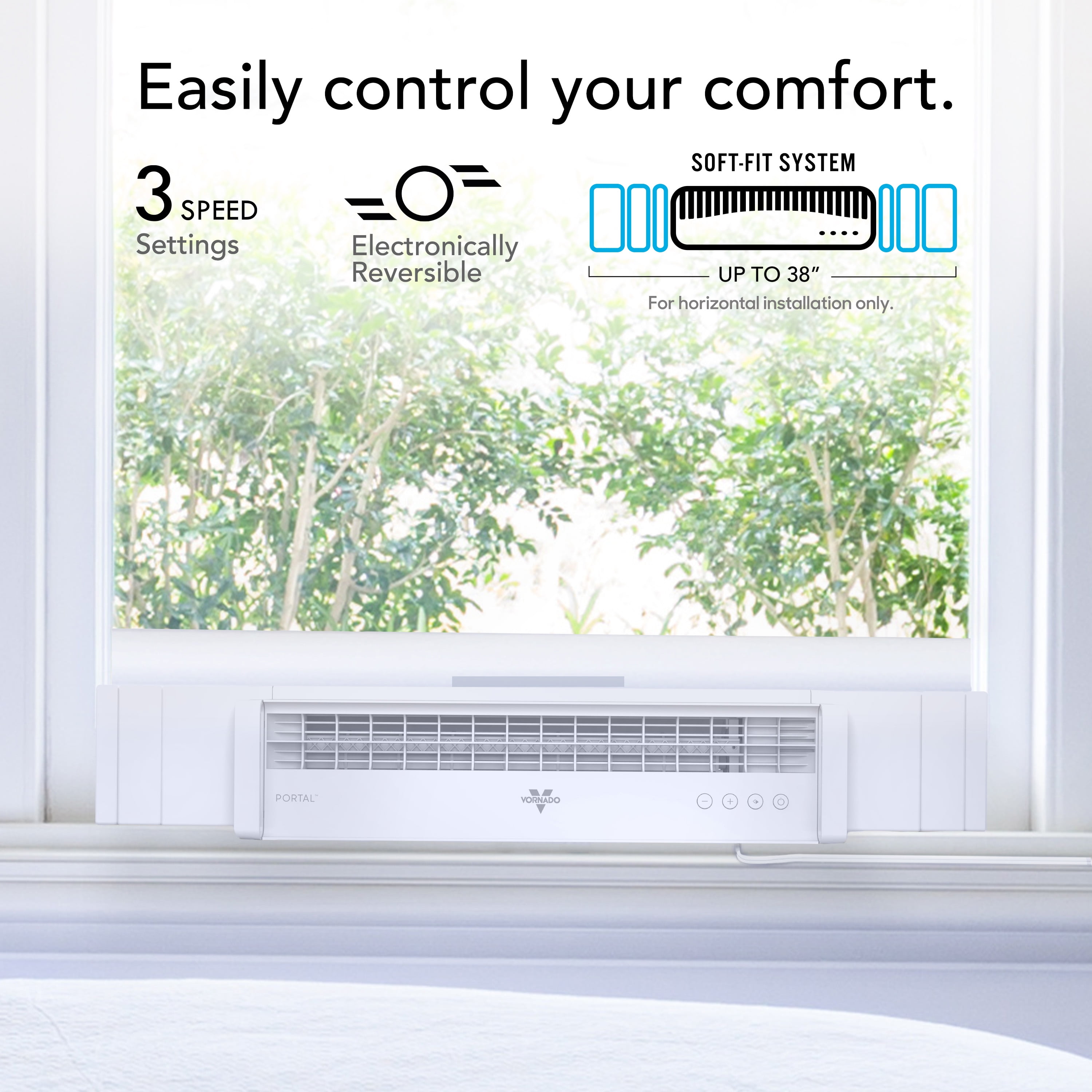 Vornado Portal® Window Fan, 3-Speed, Reversible Exhaust, Weather Resistant, for Kitchen, Bedroom, Home, White, 2026 Model