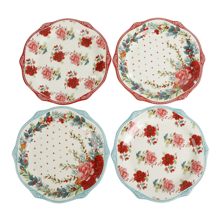 Pioneer Woman Cheerful Rose 12 Holiday Cookie Sharing Plate