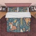 thumbnail image 1 of Juego de cama retro ciervo, funda nórdica jungla, funda nórdica verde, bosque, 1 of 6