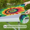 thumbnail image 6 of Rainbow Tie Dye Mandala Pattern Square Fitted Tablecloth with Elastic Edge,Square Table Cover,Washable Elastic Table Cover for Home Kitchen Party Decor 34"x34", 6 of 6