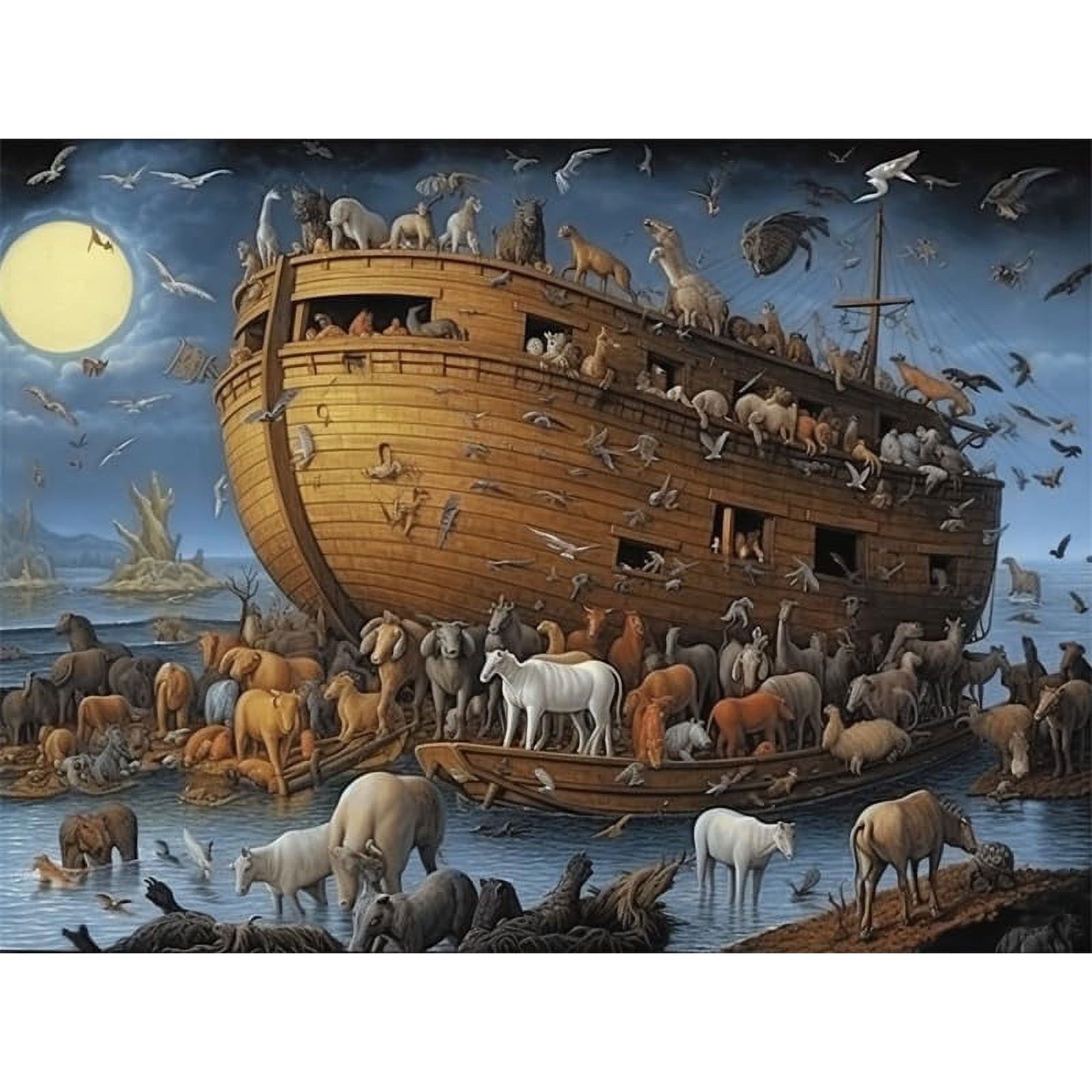 Jigsaw Puzzles 300 Pieces Noah S Ark Boats Animals Formation Wooden Educational Games For Family Home Decoration Toys Funny Wall Art Gift