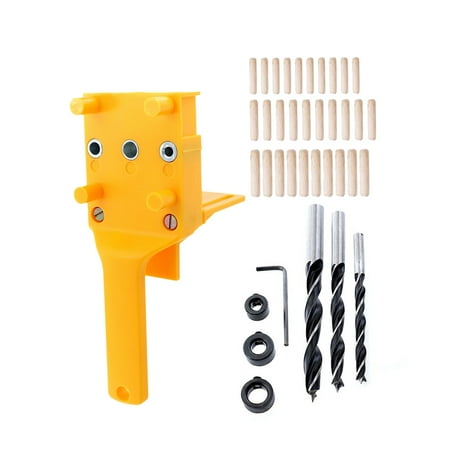 

HEMOTON Doweling Jig 6/8/10mm Handheld Pocket Hole Jig Set Woodworking Wood Dowel Self-Centering Puncher Drill Guide Locator Jig