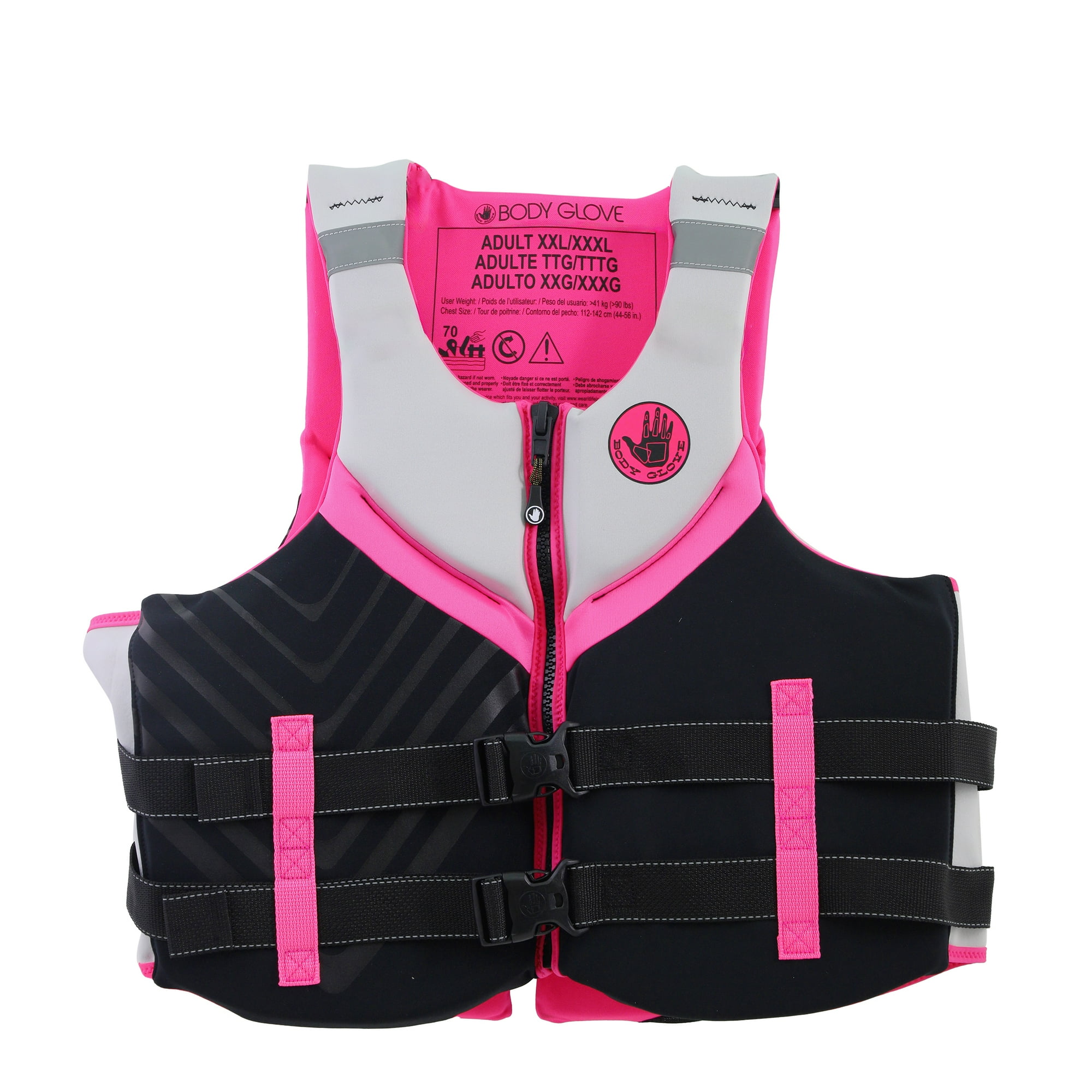 Body Glove Women's Adult Neoprene PFD Life Jacket and Vest, Dual Size 2XL/3XL, Pink