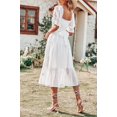 thumbnail image 4 of CHOK Robe Longue en Chiffon Été Manches Courtes Col Carré Robe Femme Décontractée Plage Vacances-Blanc TG, 4 of 6
