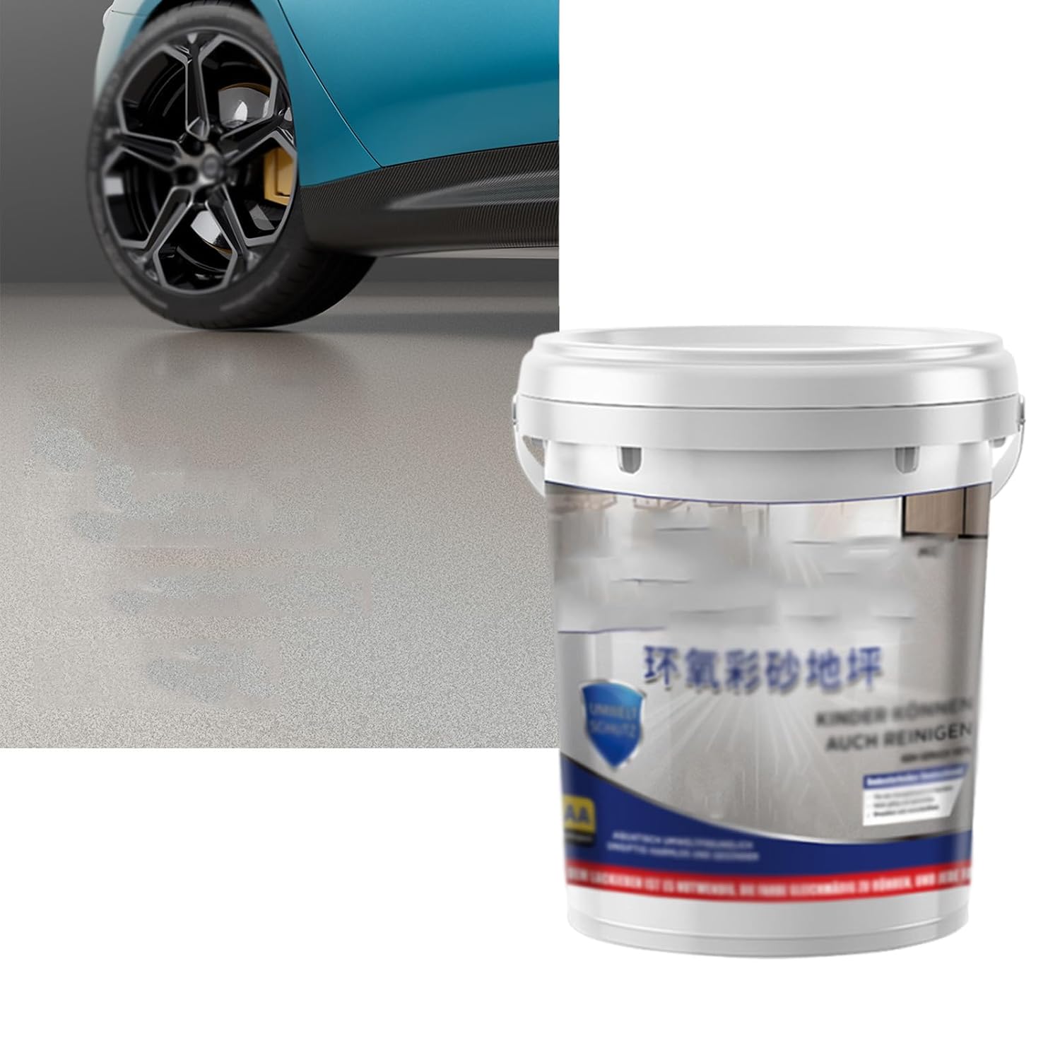 High-Gloss Marble Effect Epoxy Floor Coating,1000gHigh-Gloss Marble Epoxy Floor Coating,Resina Epoxica para Pisos,Epoxy Garage Floor Coating Kit,Water Based Floor Paint (Gray)
