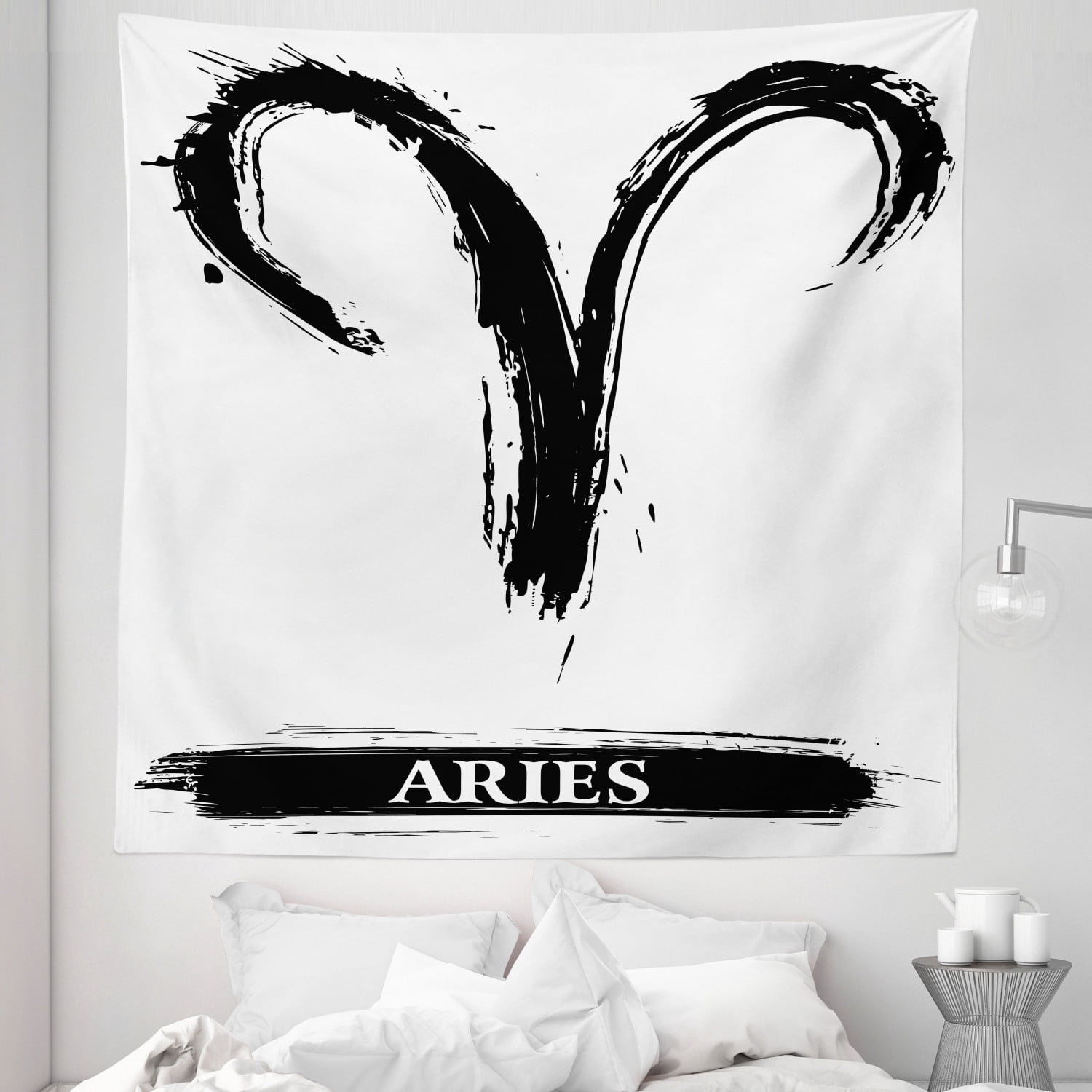 Zodiac Tapestry, Aries Astrology Sign with Grunge Illustration Elements ...
