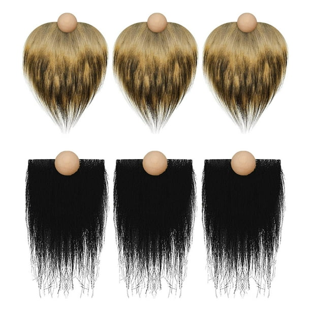 6 bolas de madera sin terminar de barbas de gnomo precortadas hechas a mano, suministros para manualidades. marrón y negro