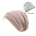 thumbnail image 2 of American Notions Satin Lined Slouchy Beanie Sleepwear for Women, Khaki, One Size, 2 of 3