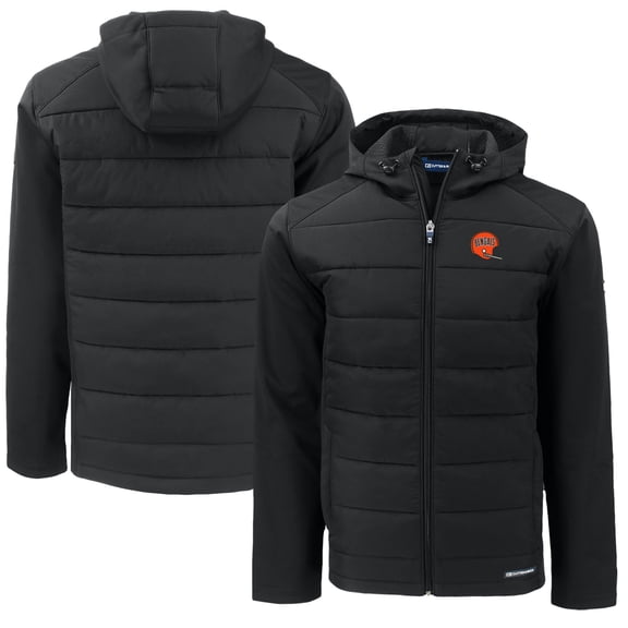 Men's Cutter & Buck Black Cincinnati Bengals Throwback Big & Tall Evoke Hybrid Eco Softshell Recycled Full-Zip Jacket