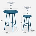 thumbnail image 3 of Best Choice Products 3-Piece Steel Patio Bar Height Round Bistro Set w/ Backless Stools, Slatted Design - Peacock Blue, 3 of 10