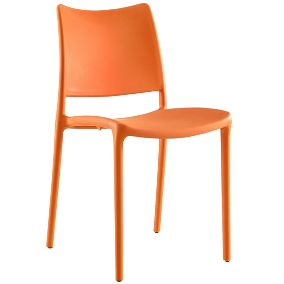 Modern Contemporary Dining Side Chair (Indoor and Outdoor), Orange, Plastic