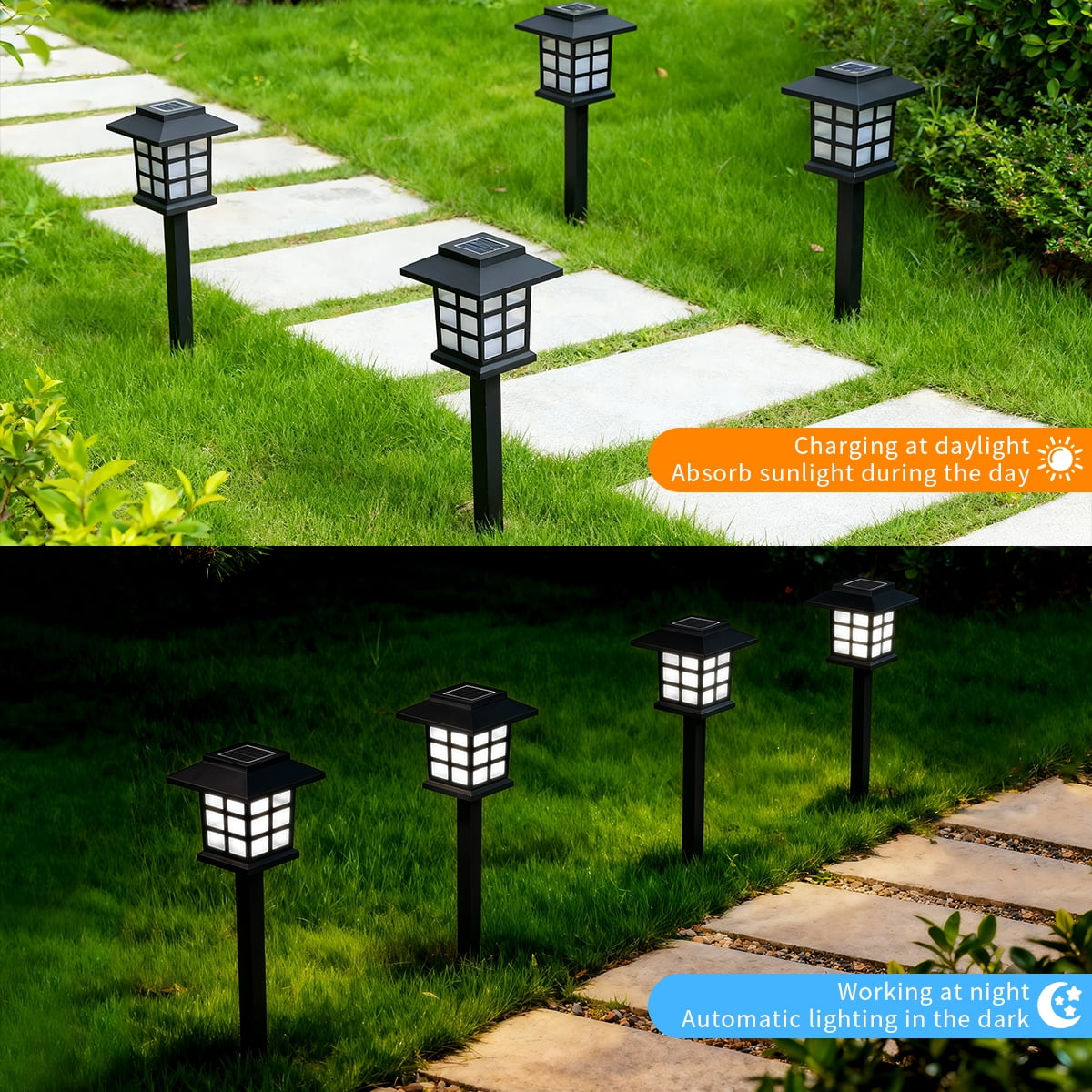 24 Pack Solar Lights Outdoor Decorative, Solar LED Waterproof Pathway Lights Outdoor, Solar Powered Retro Garden Yard Lights for Garden, Landscape, Path, Yard, Patio, White