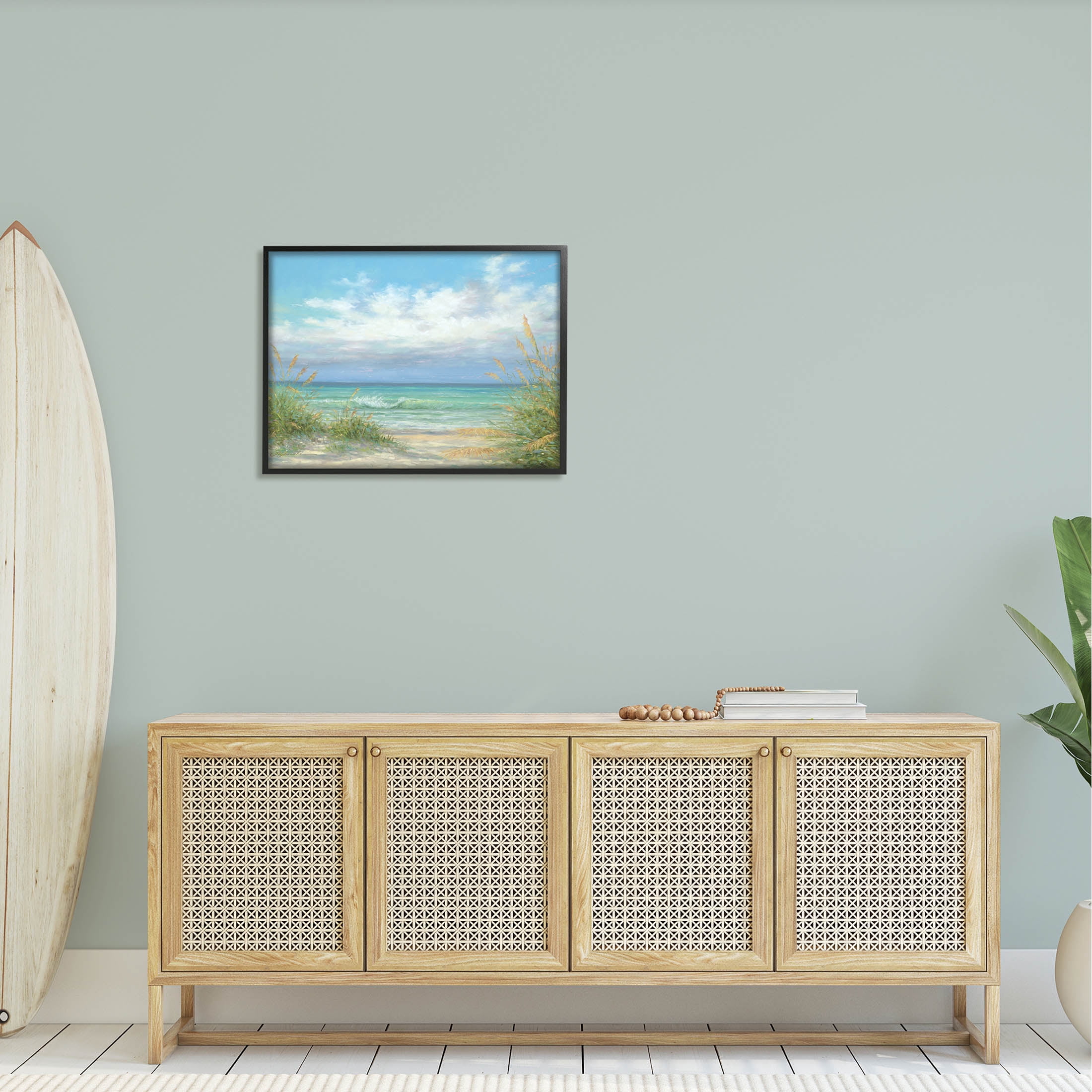 Sea Shoreline Horizon Scenery Coastal Painting Black Framed Art Print Wall Art