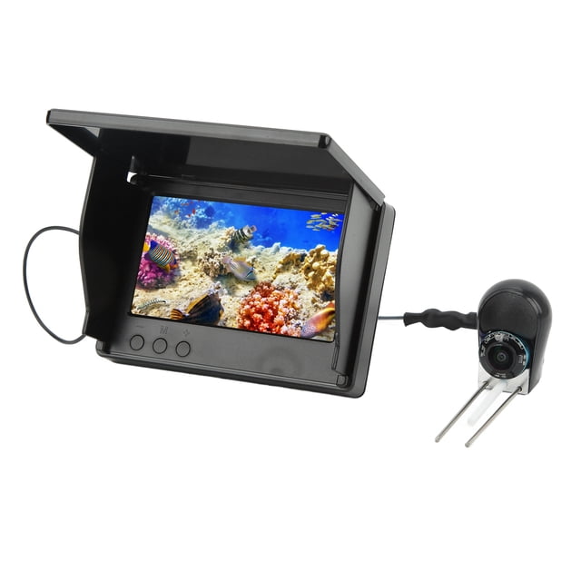 Fishing Camera 5 Inch HD Display Underwater Fish Finder, Clear Bright Picture, with Fishing Rod Holder, Real Time View, Plug and Play