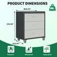 thumbnail image 3 of IKIMI 3-Drawer Rolling Tool Cabinet with Lock, Metal Garage Tool Chest with Wheels and Worktop, Gray, 3 of 10