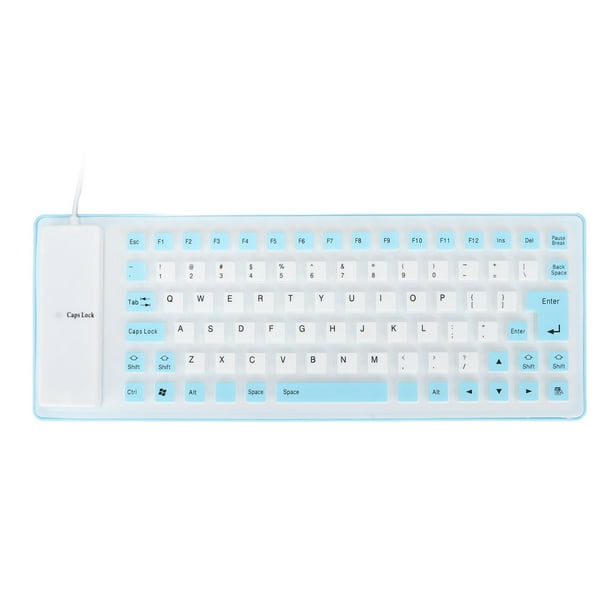 Teclado de silicona Diseño totalmente sellado Ligero Portátil Silencioso Suave Cómodo Teclado de silicona con cable USB para PC Azul