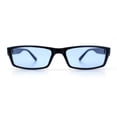 thumbnail image 4 of SA106 Mens Hippie Pimp Color Lens Narrow Rectangular Black Frame Sunglasses Blue, 4 of 7