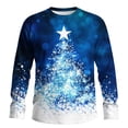 thumbnail image 3 of Feancey Christmas Tree Long Sleeve Shirt Men Big and Tall Casual Xmas Graphic Tees Loose Fit Crewneck Pullover Holiday Party Shirts Blue XS, 3 of 6