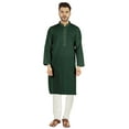 thumbnail image 1 of Atasi Ensemble Kurta Pyjama 2 Pcs pour Homme, Col Henley, Kurta Long Décontracté, 1 of 7