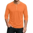 thumbnail image 2 of Henley Shirts for Men Raglan 3/4 Sleeve Baseball Tshirt Men Crew Neck Solid Tees Casual Regular Fit Button Blouse Tops A#087_Orange 2XL(US:12), 2 of 7