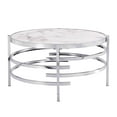 thumbnail image 5 of Round Coffee Table,32.48" Chrome Round Coffee Table with Sintered Stone Top & Sturdy Metal Frame,Modern Circular Coffee Table,High-Temperature Tea Table for Living Room, 5 of 9