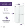 thumbnail image 3 of Kahn Series 45-48"W x 76"H Sliding Frameless Shower Door in Chrome with Tsunami Guard Tempered Clear Glass and Handle, 3 of 7
