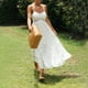 thumbnail image 1 of Vestido blanco bohemio de verano para mujer, con escote en V y tirantes finos, vestido largo, 1 of 8