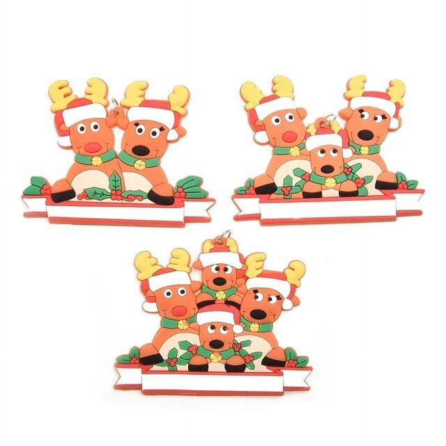 Colgante de adorno para árbol de navidad familiar, decoración de fiesta en casa, familia de renos de 2 a 6 personas, adornos de navidad 2022, 1 ud.