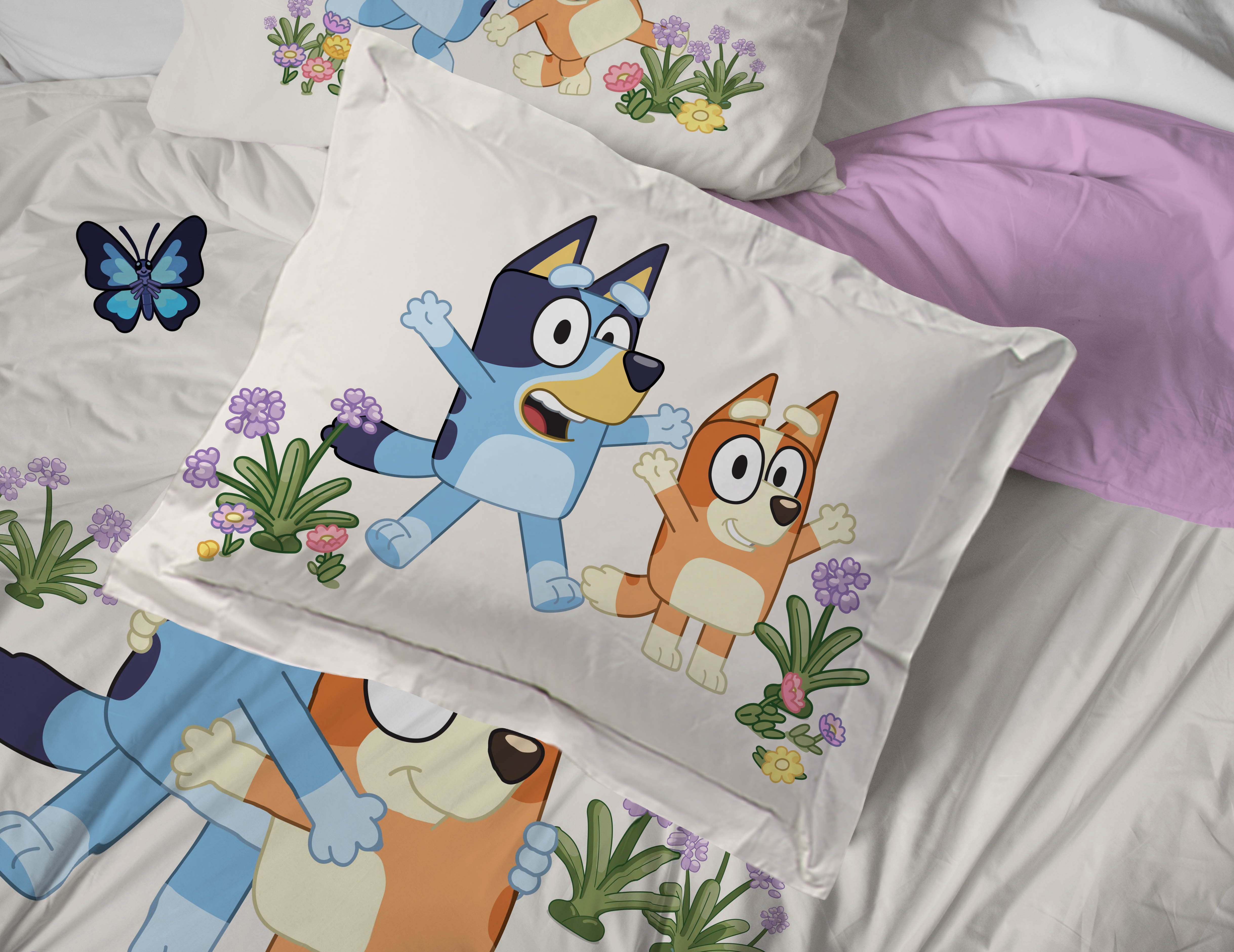 BBC Studios Bluey Garden 5 Piece Twin Size Kids Comforter Set with Sham - Super Soft Bedding for Kids