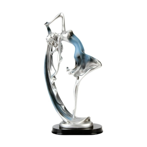 Estatua de bailarina de resina, elegante figura de bailarina para mueble de TV, mesa de comedor Azul