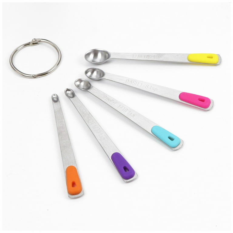 5 Mini Measuring Spoons With 1 Ring,1/64,1/32,1/16,1/8,1/4