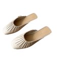 thumbnail image 4 of Diapositivas de tacón plano sin espalda, zapatillas de mujer de tacón plano suave de PVC con punta cerrada para verano al aire libre Beige Albaricoque 37, 4 of 14