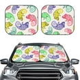 thumbnail image 2 of Goofa Colorful Pattern With Cute Chameleons Pattern 2 Piece Car Windshield Sun Shade Foldable | Front Windshield Shade for Sun, Heat and UV Rays | Sunshade for Car Front Window-, 2 of 7