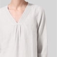 thumbnail image 2 of YigeTops Women's Pleated Cotton Linen Loose Shirt Casual Lightweight Summer Everyday Layering Tunic White XL, 2 of 6