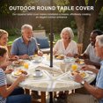 thumbnail image 3 of Round Outdoor Tablecloth with Umbrella Hole and Zipper, Khaki Starfish Tablecloth with Elastic Waterproof, Coral Shell Ocean Vintage Coastal Patio Table Covers for 55" - 60" Picnic Pool Tables, 3 of 9