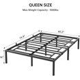 thumbnail image 2 of 16-pulgada metal queen marco de cama con almacenamiento: negra platform, steel slat support, no box spring, heavy-duty, 2 of 7