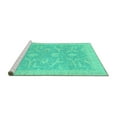 thumbnail image 2 of Ahgly Company Machine Washable Indoor Rectangle Oriental Turquoise Blue Traditional Area Rugs, 6' x 9', 2 of 4