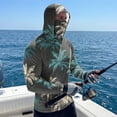 thumbnail image 3 of Men's UPF 50+ Sun Hoodie Long Sleeve Hooded Fishing Shirt Palm & Ocean Scenic Pullover Cooling Ice Silk Breathable Quick-Dry Moisture Wicking 4-Way Stretch for Commute Fishing Hiking Dark Green 3XL, 3 of 7