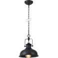 thumbnail image 2 of GZBtech Single Black Dome Pendant Light Metal Chain Adjustable Farmhouse Hanging Light Polished Black Finish for Kitchen Dinning Room Barn, 2 of 6