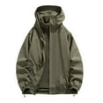 thumbnail image 6 of Windbreakers for Men Man Solid Color Water Resistance Drawstring Pockets Hooded Outdoor Jacket Coat Army Green 3XL Windbreaker Jacket Men's, 6 of 6