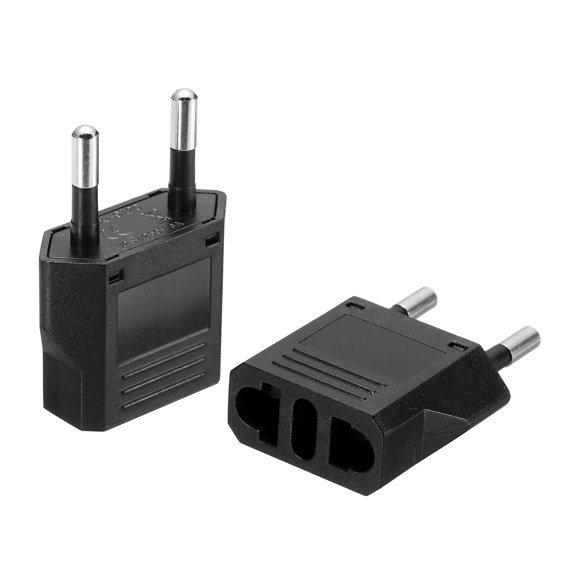 Uxcell 2 PCS US to EU 4.0 Plug Socket Jack, US 2 Pin to European 2 Outlet Adapter Travel Charger Converter, 125V/250V 6A, Black