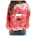 thumbnail image 1 of WEAIXIMIUNG Robe Chandail en Molleton Grande Taille Femmes Mode Automne et Hiver Loisirs Vacances Rouge Flocon de Neige Imprimé de Noël Col Rond Manches Longues Sweat à Capuche, 1 of 4