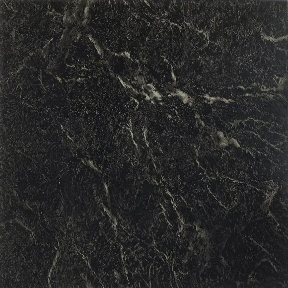 NEXUS Noir avec du Marbre de Veine Blanche 12 Pouces x 12 Pouces de Carrelage de Sol en Vinyle Auto-Adhésif 409 - 20 Tuiles