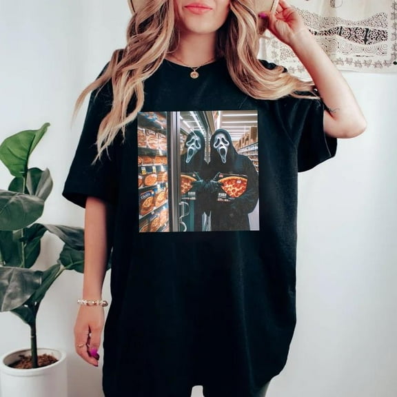 Vintage Ghostface Halloween Shirt, Ghostface Holding Pizza Shirt, Funny Halloween Shirt TH230612