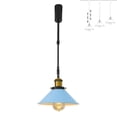 thumbnail image 1 of FSLiving Lampe Suspendue de Rail à Hauteur Réglable, Type J, Projecteur de Chenilles Élévatrices Rétractable avec Tige Télescopique, Lampe à Monture Réglable, Tige Juno, Couvre-Lampe Bricolage, Bleu - 1 Lumière, 1 of 7