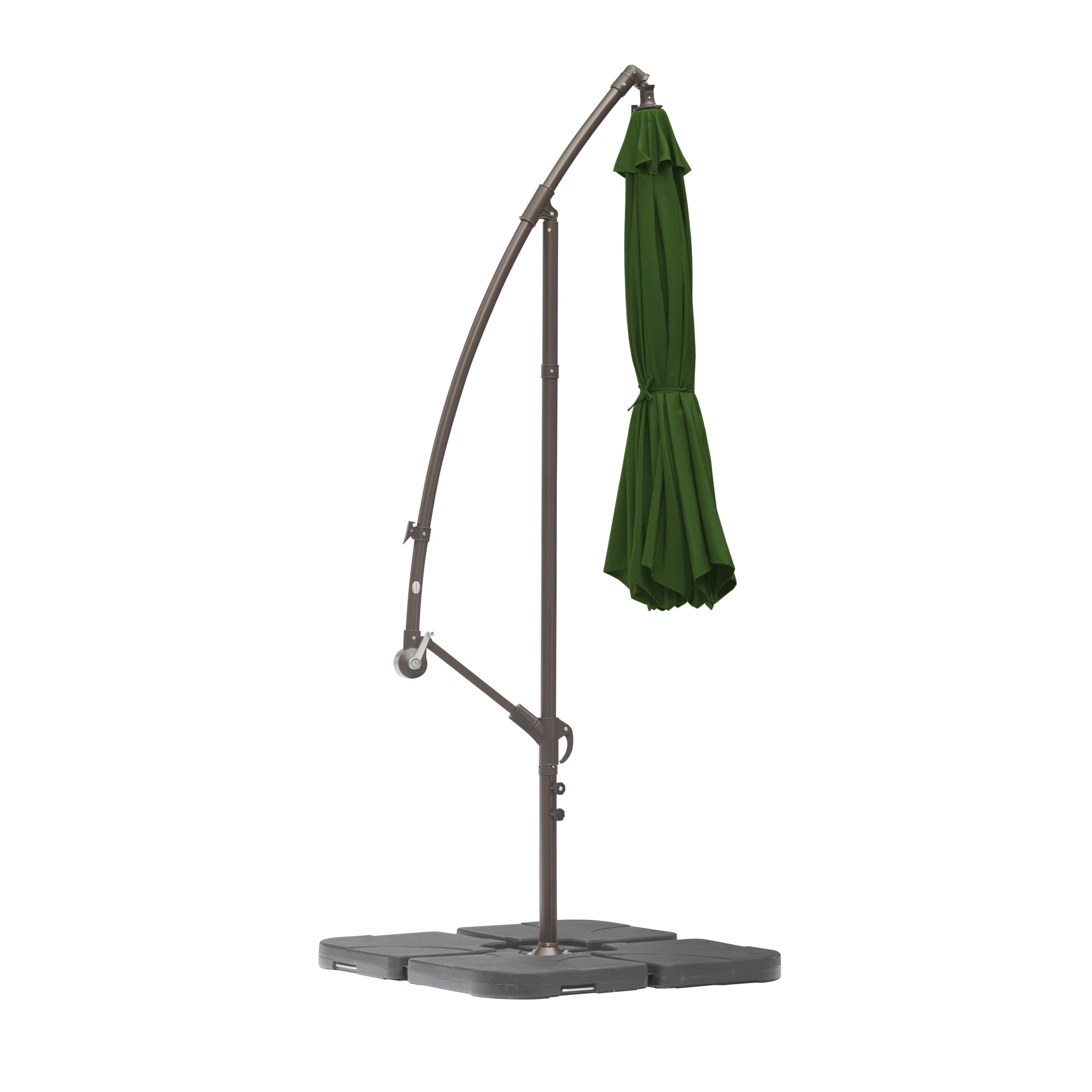 GARDEN 10" Ft Offset Cantilever Umbrellas w/ Base Weights Included for Outdoor Patio Shade, Dark Green