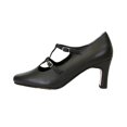 thumbnail image 3 of PEERAGE Helena Women Wide Width Leather T-Strap Double Buckles High Heel Pumps BLACK 5.5, 3 of 6