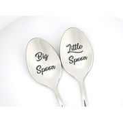 Couple Engraved Spoon - Christmas Gift for Twins | Valentine Gift | Gift from Parents to Sibling | Birthday / Holiday Gift for Men Women Him Her | Big Spoon Little Spoon - 7 Inch