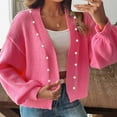 thumbnail image 7 of hotojiny Women's Fall Cropped Cardigan V Neck Long Sleeve Sweaters Casual Solid Cardigans Knit Outwear, 7 of 7