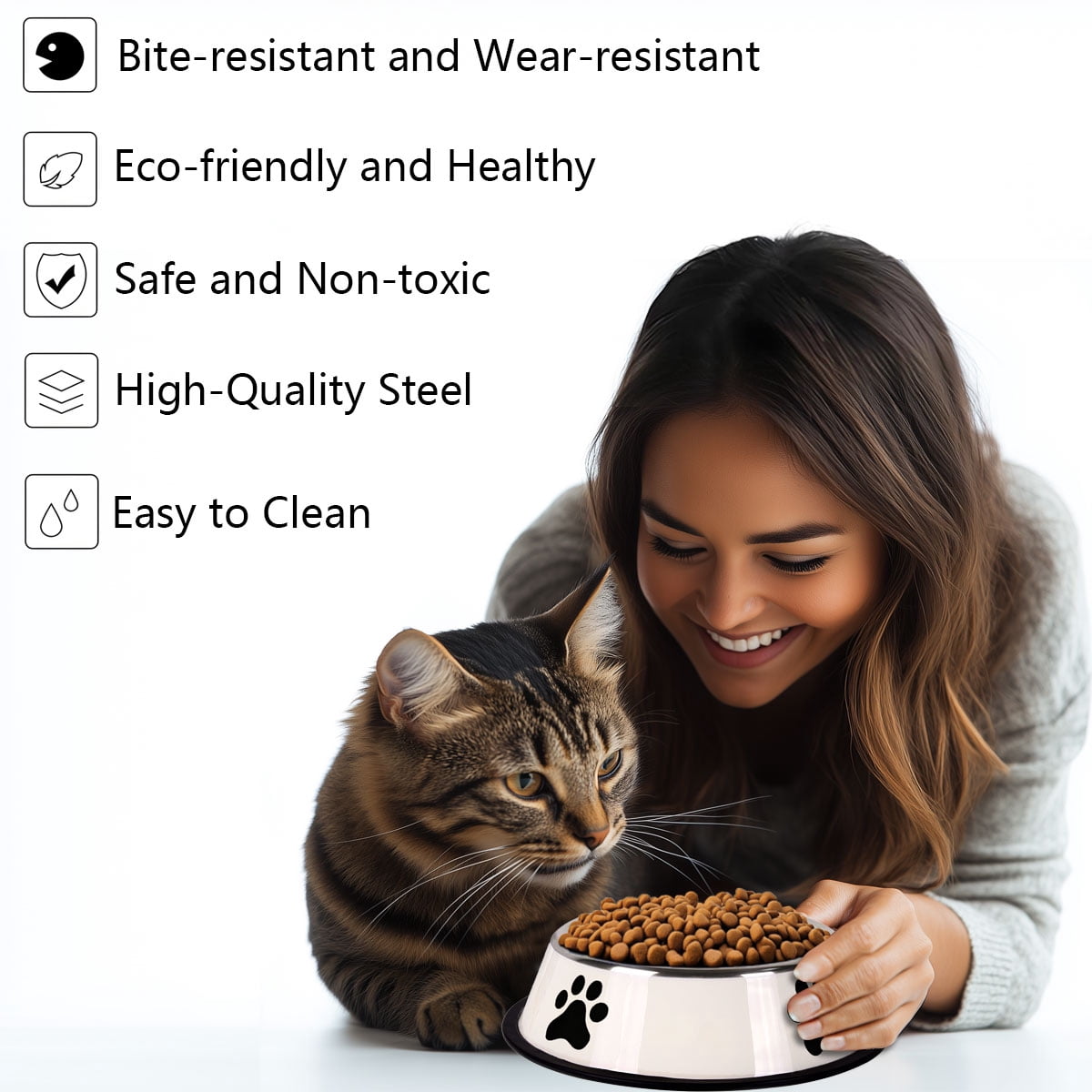 Stainless Steel Dog Bowls Set, Food and Water Non Slip Anti Skid Stackable Pet Puppy Dishes for Small, Medium and Large Dogs (2 Pack)